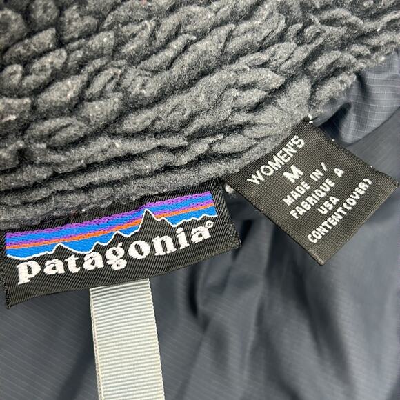 VINTAGE PATAGONIA JACKET WOMEN SIZE MEDIUM BERNESE FLEECE QUILTED FULL ZIP BLACK - Picture 11 of 12